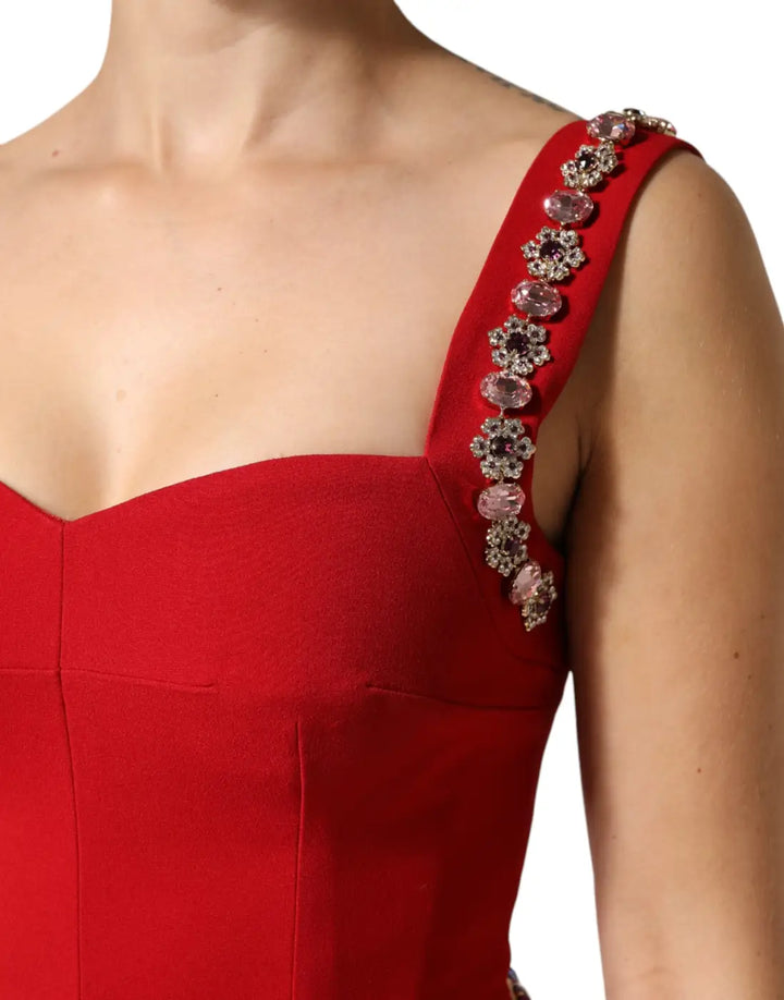 Dolce &amp; Gabbana Red Embellished Sheath Mermaid Gown Dress