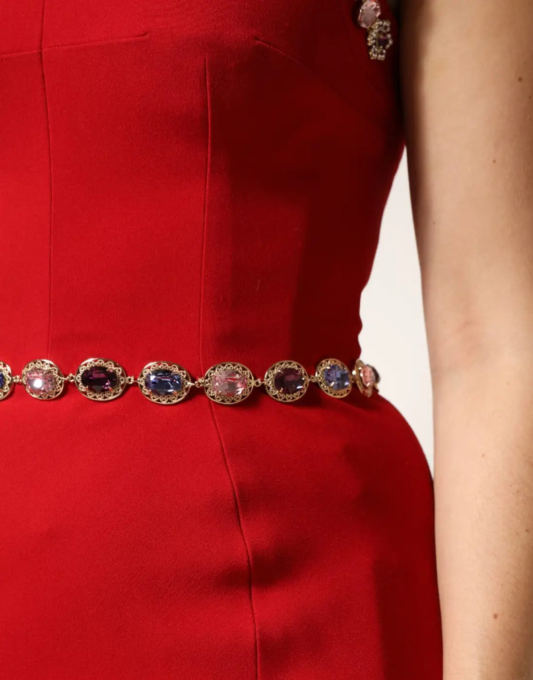 Dolce &amp; Gabbana Red Embellished Sheath Mermaid Gown Dress