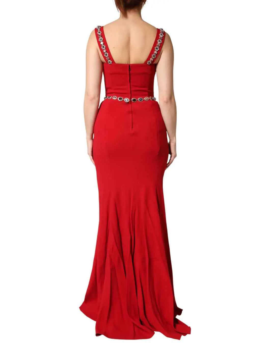 Dolce &amp; Gabbana Red Embellished Sheath Mermaid Gown Dress