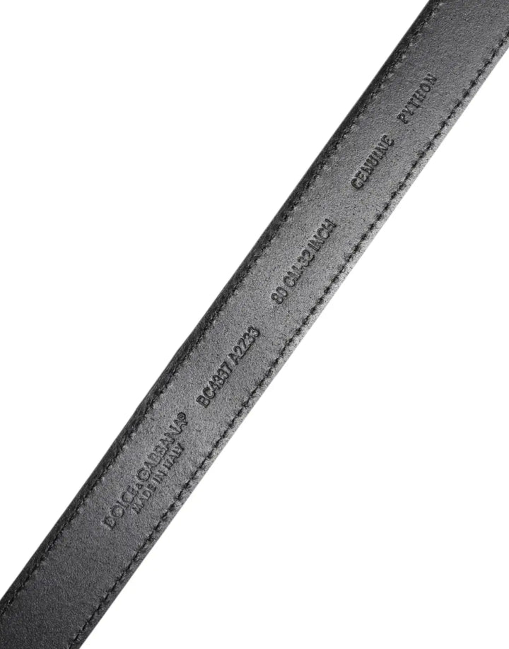 Dolce &amp; Gabbana Red Exotic Leather Brass Metal Buckle Belt