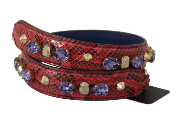 Dolce & Gabbana - Red Exotic Leather Crystals Bag Shoulder Strap