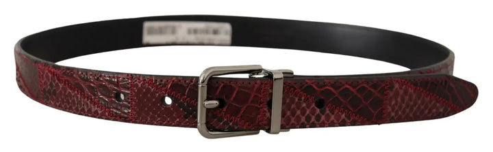 Dolce &amp; Gabbana Red Exotic Leather Metal Logo Buckle Belt