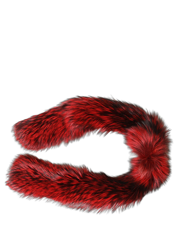 Dolce &amp; Gabbana Red Fox Fur Neck Wrap Warmer Winter Scarf