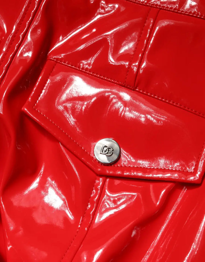 Dolce &amp; Gabbana Red Glossy Polyester Cargo Boot Cut Pants