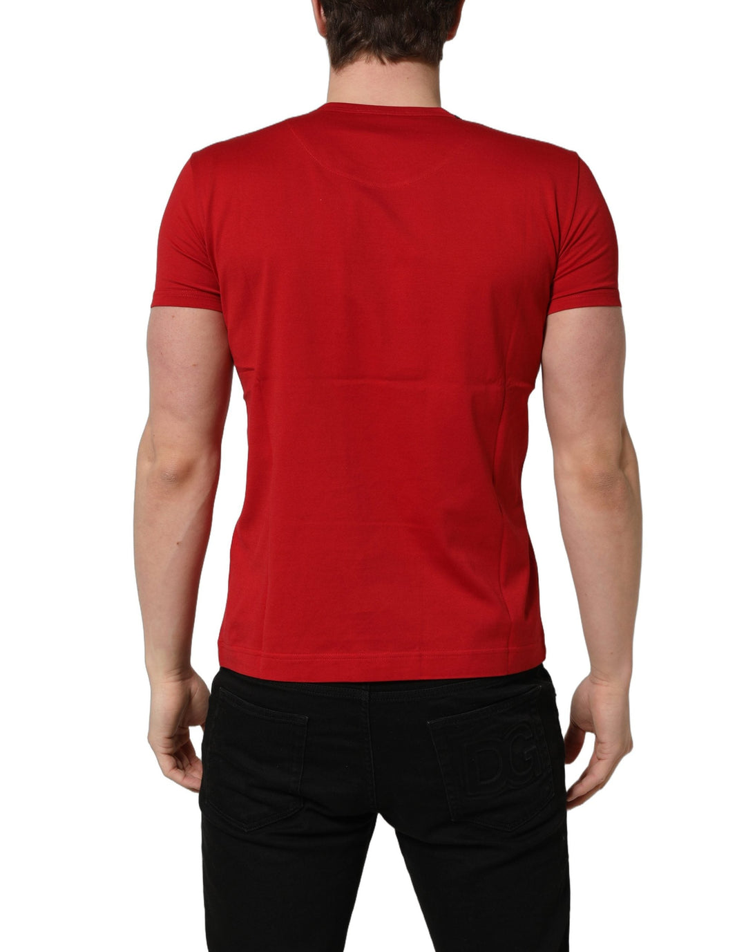 Dolce &amp; Gabbana Red Goodluck 2023 Cotton Crew Neck T-shirt