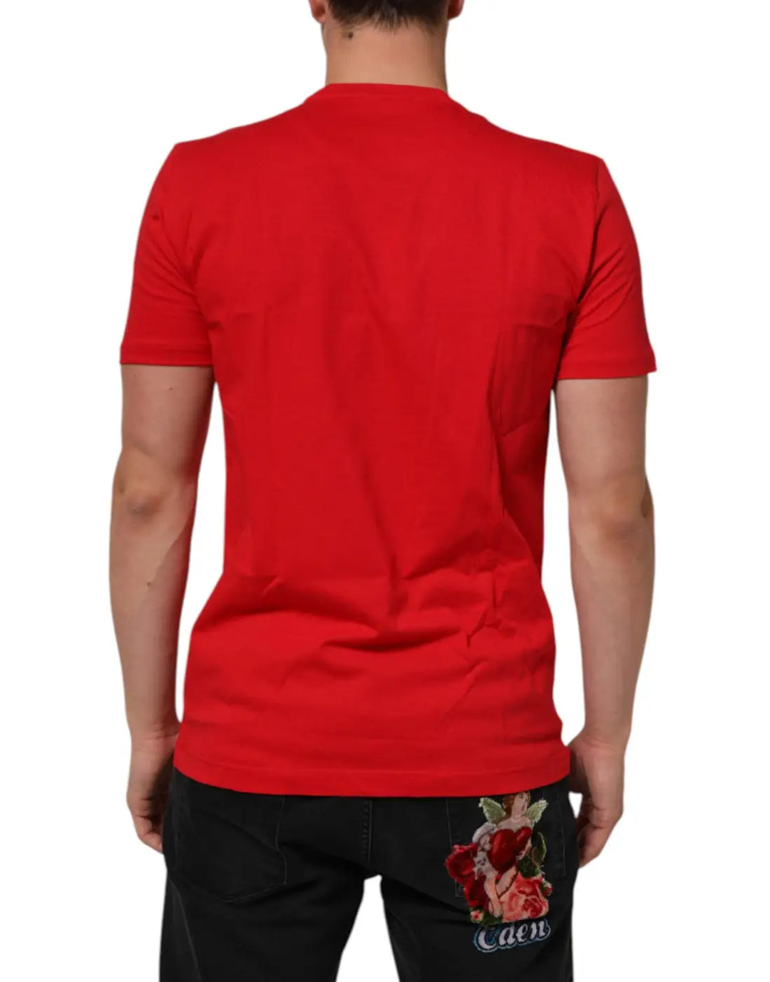 Dolce &amp; Gabbana Red Goodluck 2023 Cotton Crew Neck T-shirt