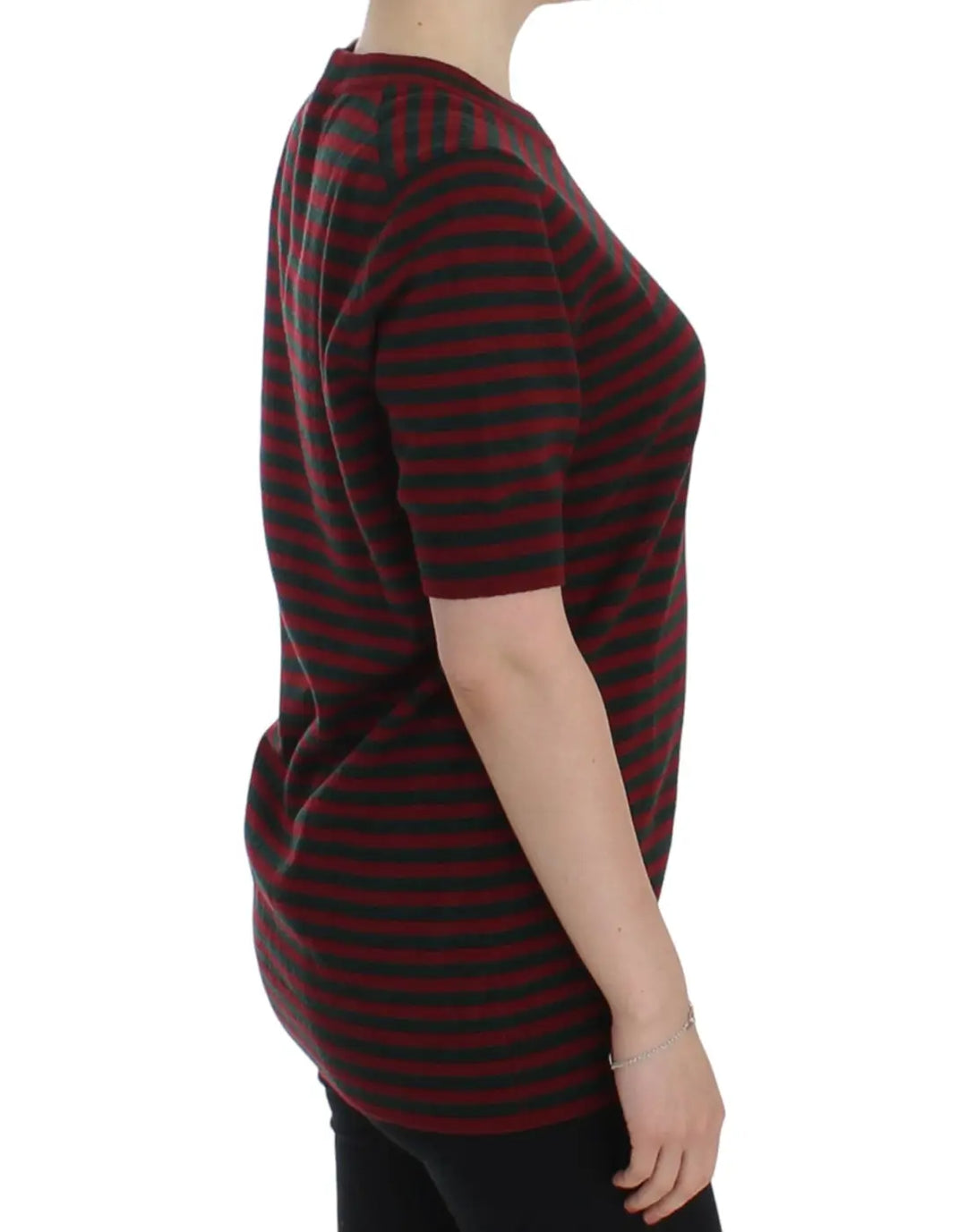Dolce &amp; Gabbana Red Gray Cashmere Short Sleeve Sweater