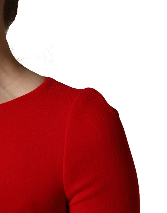 Dolce &amp; Gabbana Red Heart Emmbellished Wool Mini Dress