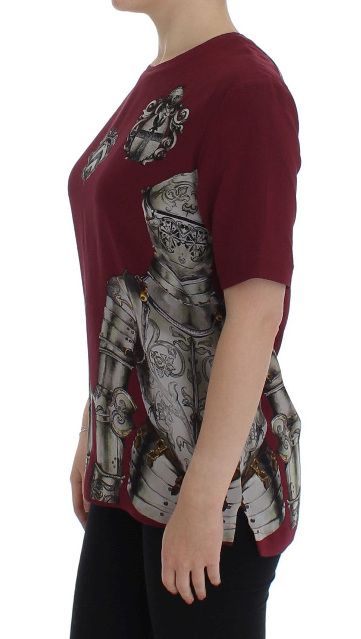 Dolce &amp; Gabbana - Red Knight Print Silk Blouse T-shirt