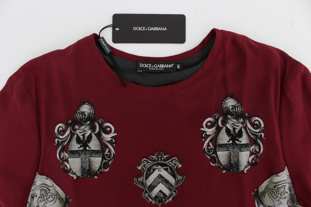 Dolce &amp; Gabbana - Red Knight Print Silk Blouse T-shirt