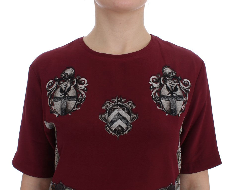 Dolce &amp; Gabbana - Red Knight Print Silk Blouse T-shirt