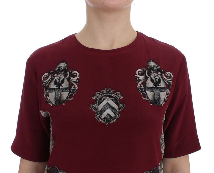 Dolce &amp; Gabbana - Red Knight Print Silk Blouse T-shirt