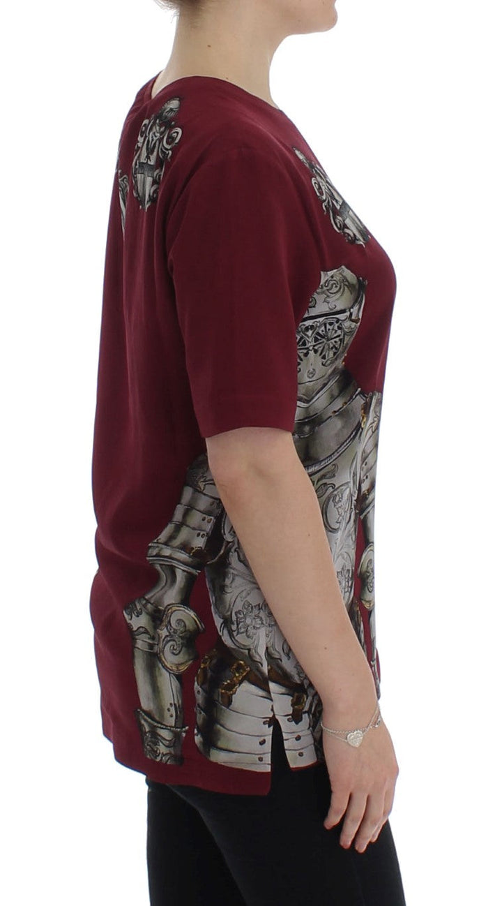 Dolce &amp; Gabbana - Red Knight Print Silk Blouse T-shirt