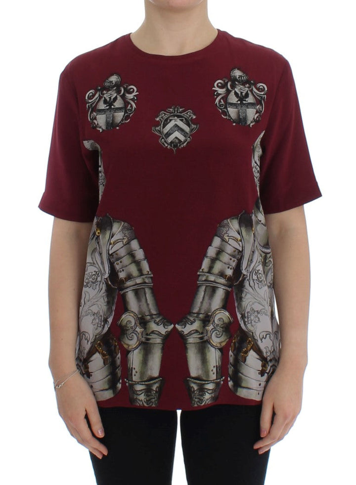 Dolce &amp; Gabbana - Red Knight Print Silk Blouse T-shirt
