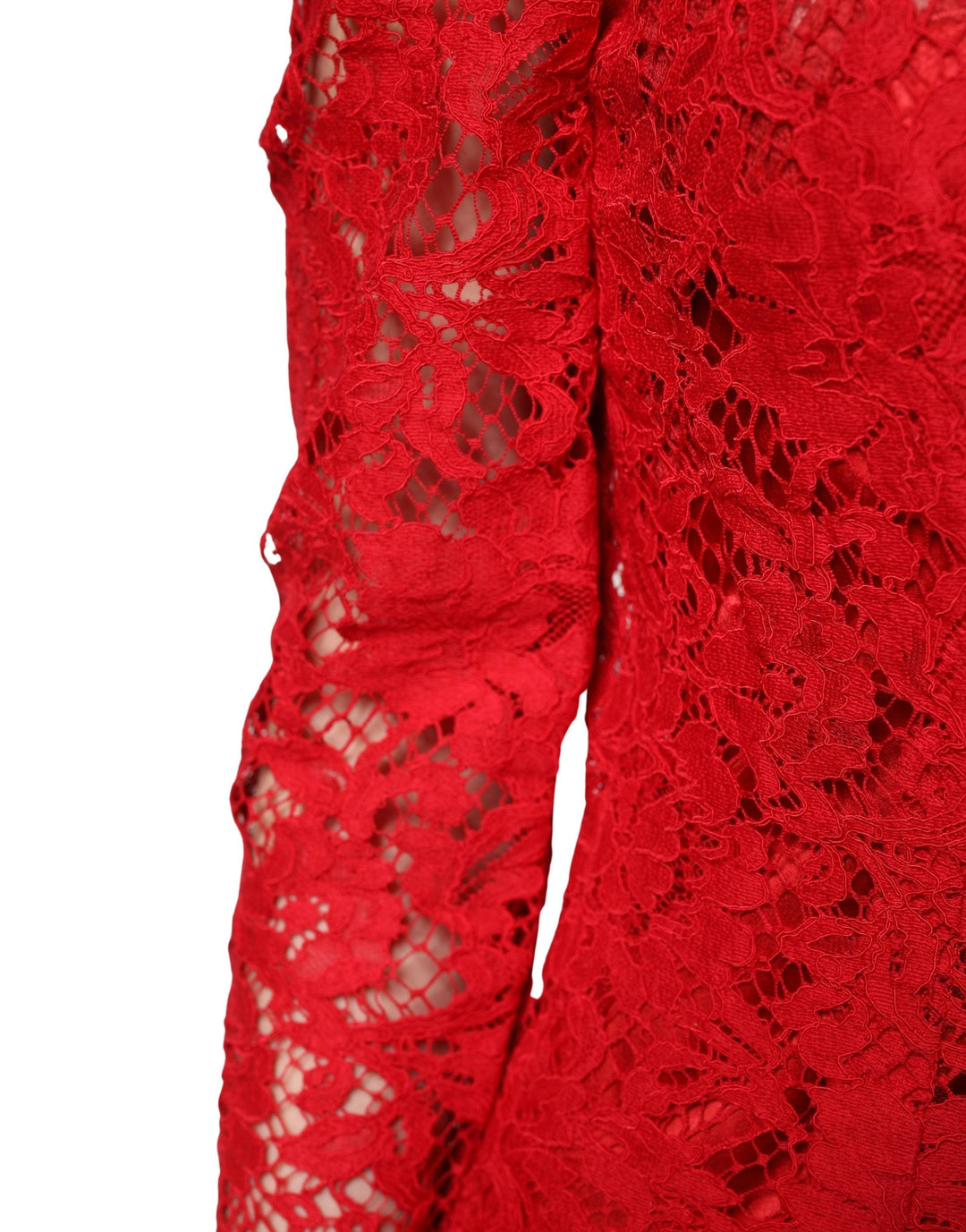 Dolce &amp; Gabbana Blouses - Women’s Red Lace Floral Embroidery Long Sleeves Top