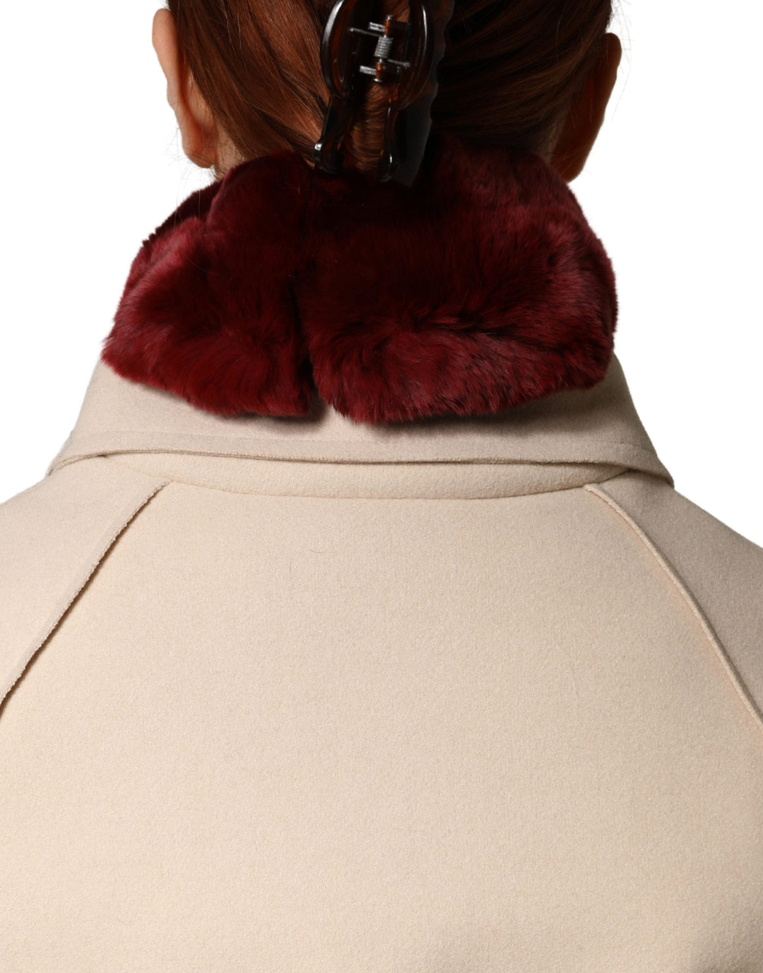 Dolce &amp; Gabbana Red Lamb Fur Collar Women Neck Wrap 50cm x 8cm Scarf