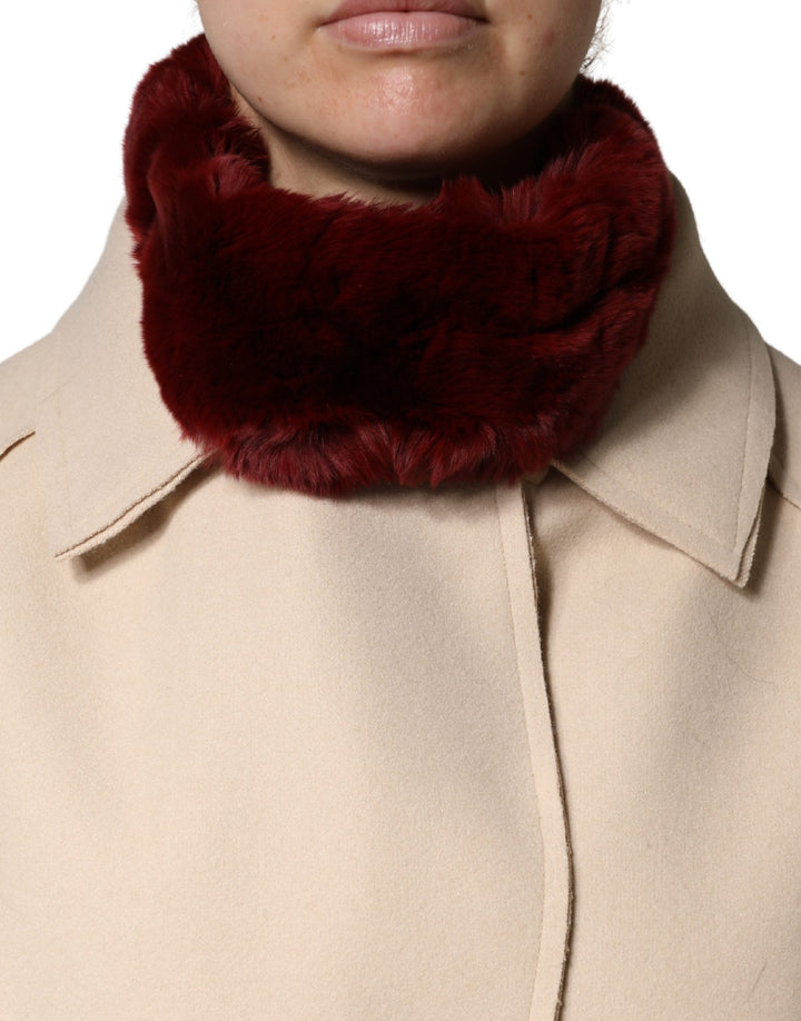 Dolce &amp; Gabbana Red Lamb Fur Collar Women Neck Wrap 50cm x 8cm Scarf