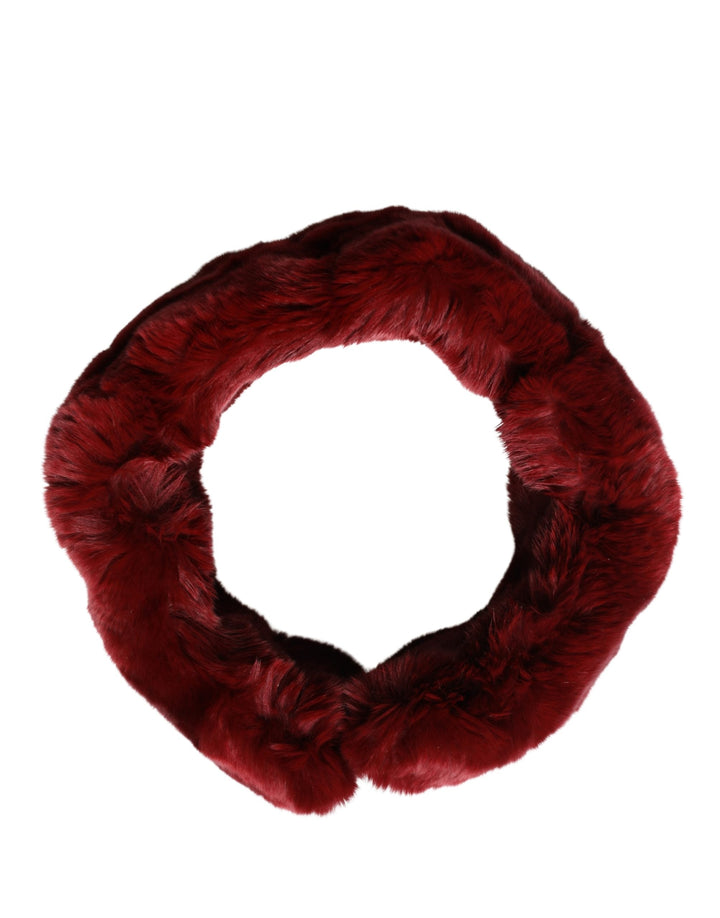 Dolce &amp; Gabbana Red Lamb Fur Collar Women Neck Wrap 50cm x 8cm Scarf