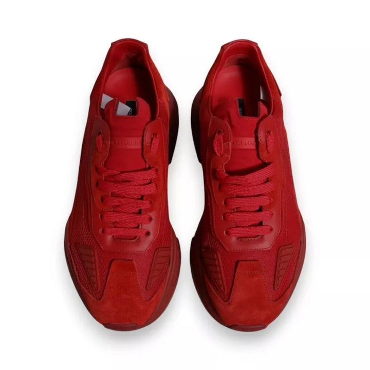 Dolce &amp; Gabbana Red Leather Daymaster Low Top Sneakers Shoes