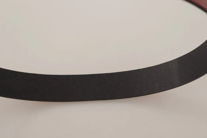 Dolce &amp; Gabbana Red Leather Gold Logo Engraved Metal Buckle Belt