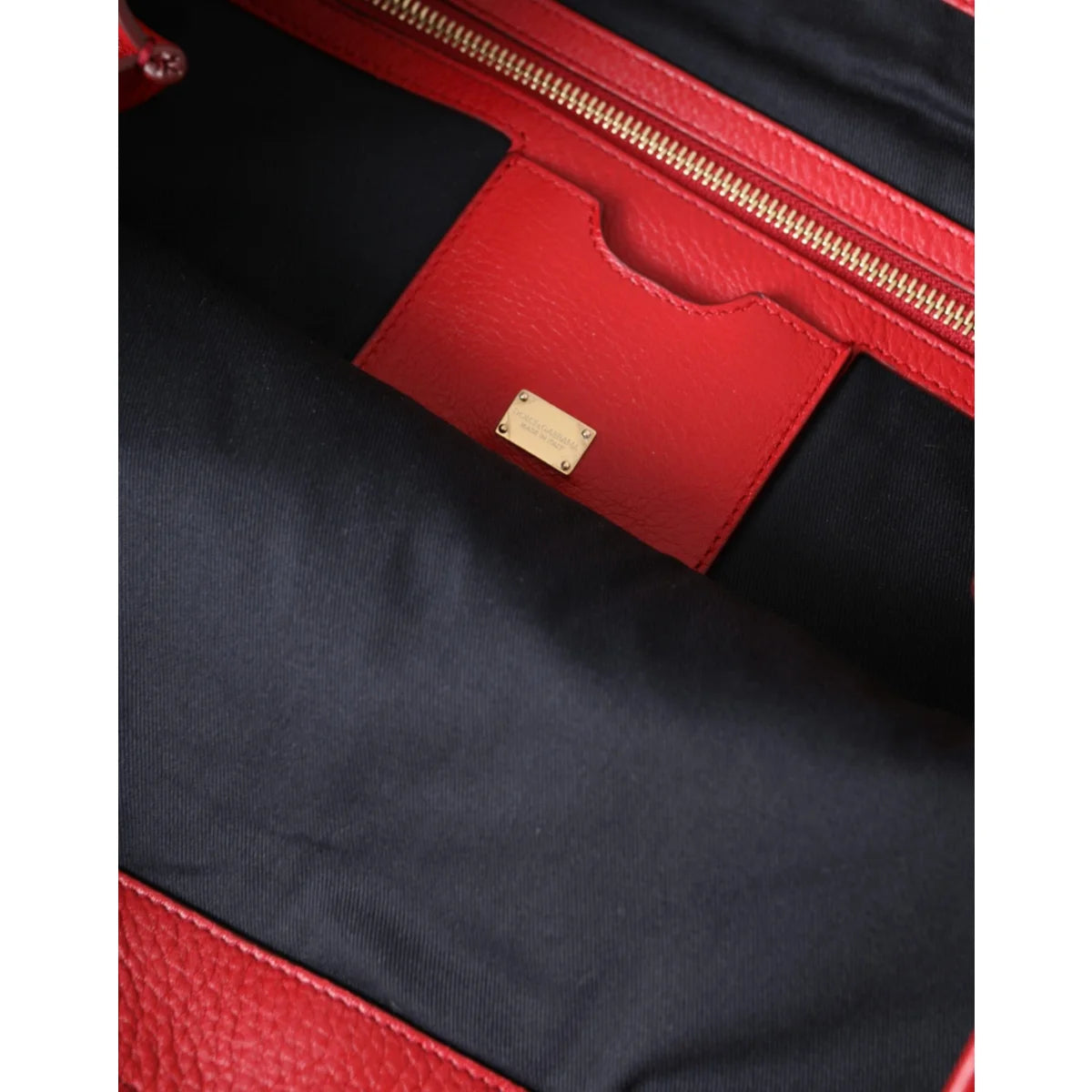 Dolce Gabbana Red Leather Patch Shopping Tote Bag &