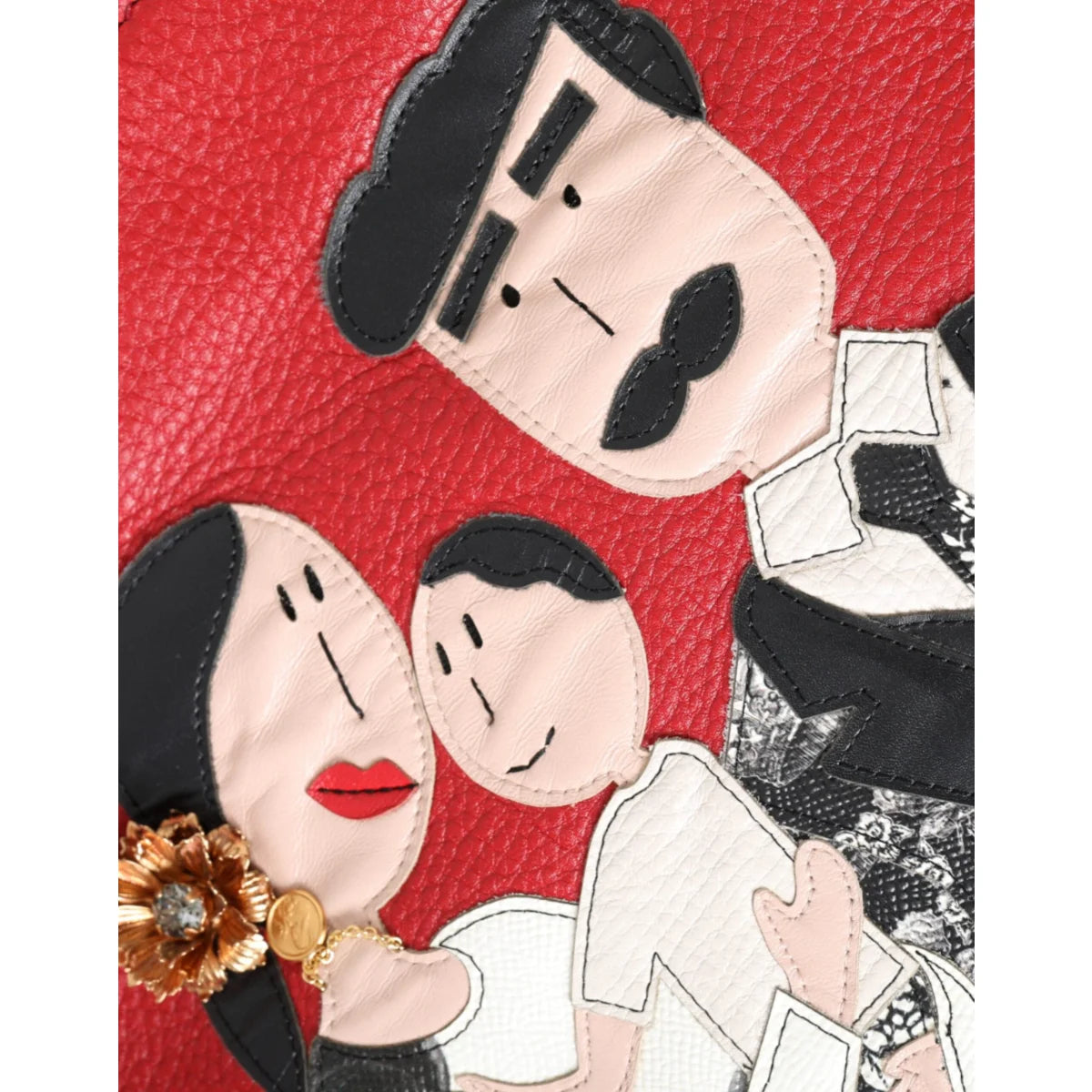 Dolce Gabbana Red Leather Patch Shopping Tote Bag &