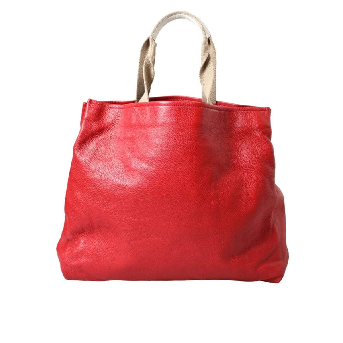 Dolce Gabbana Red Leather Patch Shopping Tote Bag &