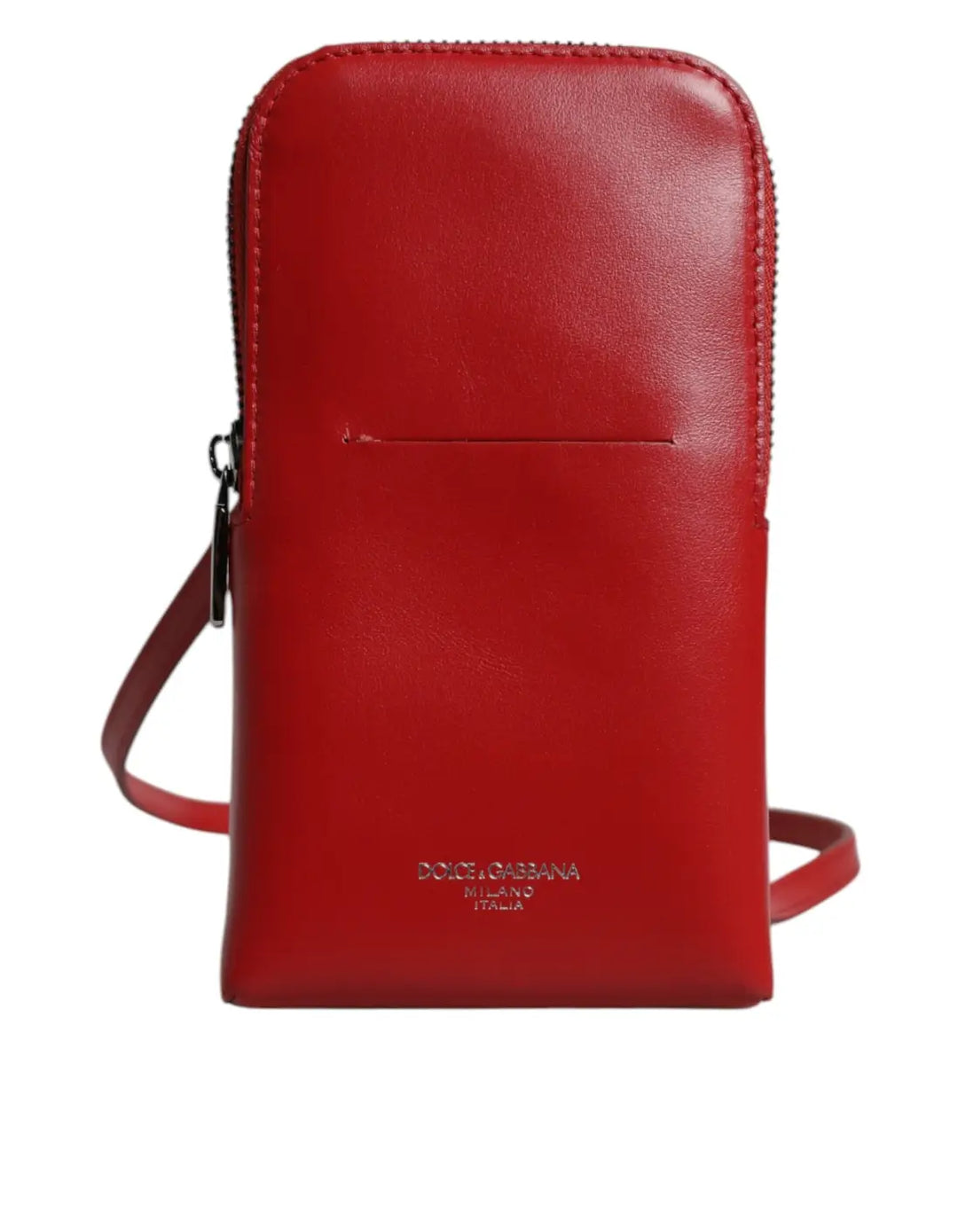 Dolce &amp; Gabbana Red Leather Purse Phone Sling Crossbody Neck Strap Bag