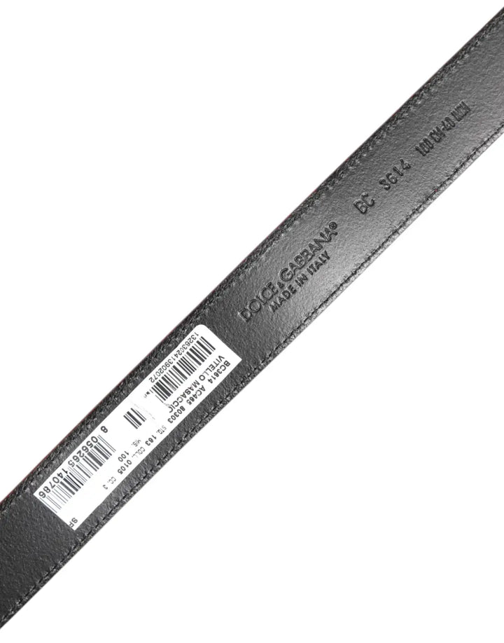 Dolce &amp; Gabbana Red Leather Silver Tone Metal Buckle Belt