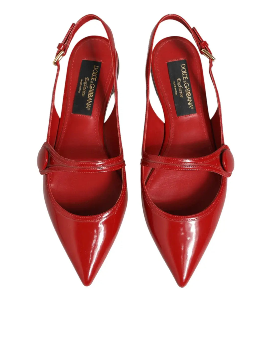 Dolce &amp; Gabbana Red Leather Slingback Flats Sandals Shoes