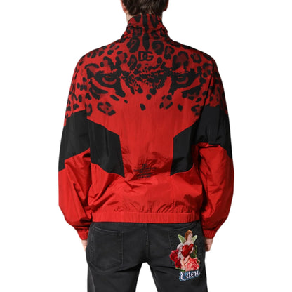 Dolce Gabbana Red Leopard Bomber Jacket Statement Style &