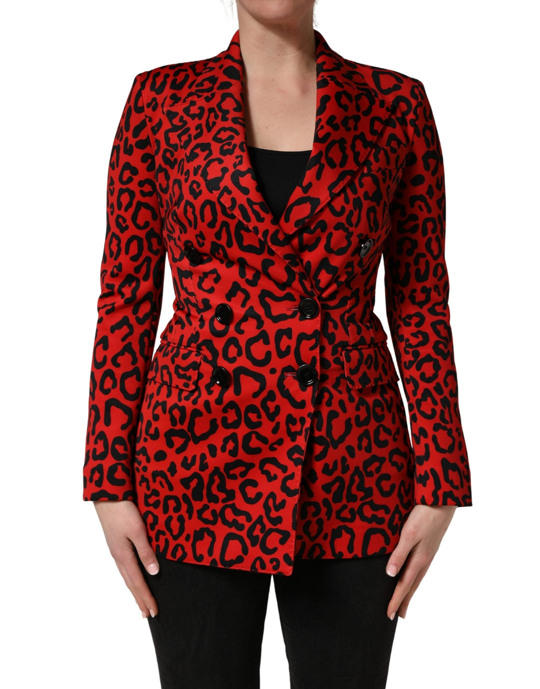Dolce &amp; Gabbana Overcoats - Red Leopard Double Breasted Coat Jacket