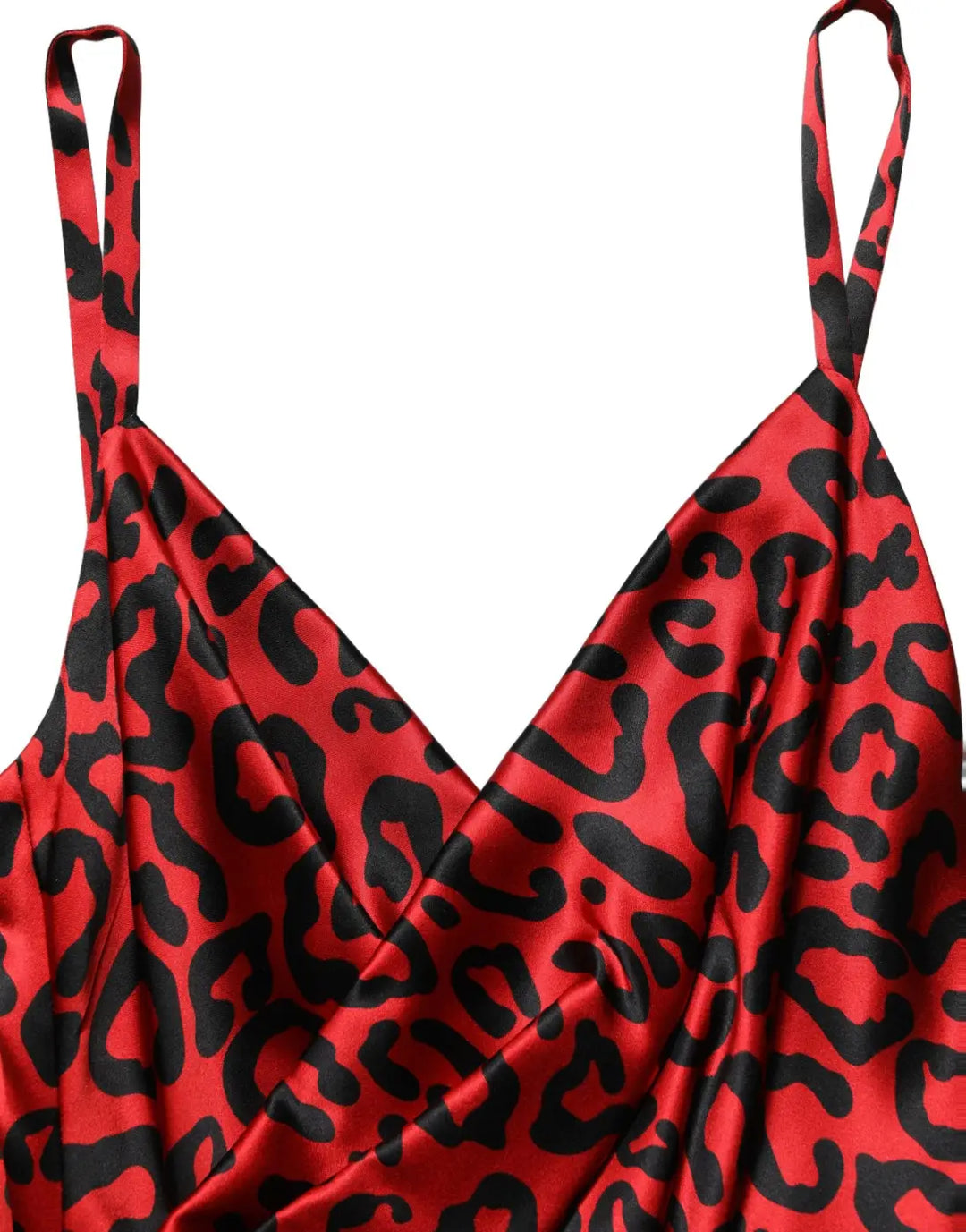 Dolce &amp; Gabbana Red Leopard Draped Sleeveless Maxi Dress