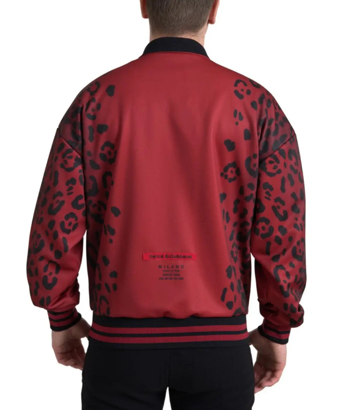 Dolce &amp; Gabbana Red Leopard Polyester Bomber Full Zip Jacket