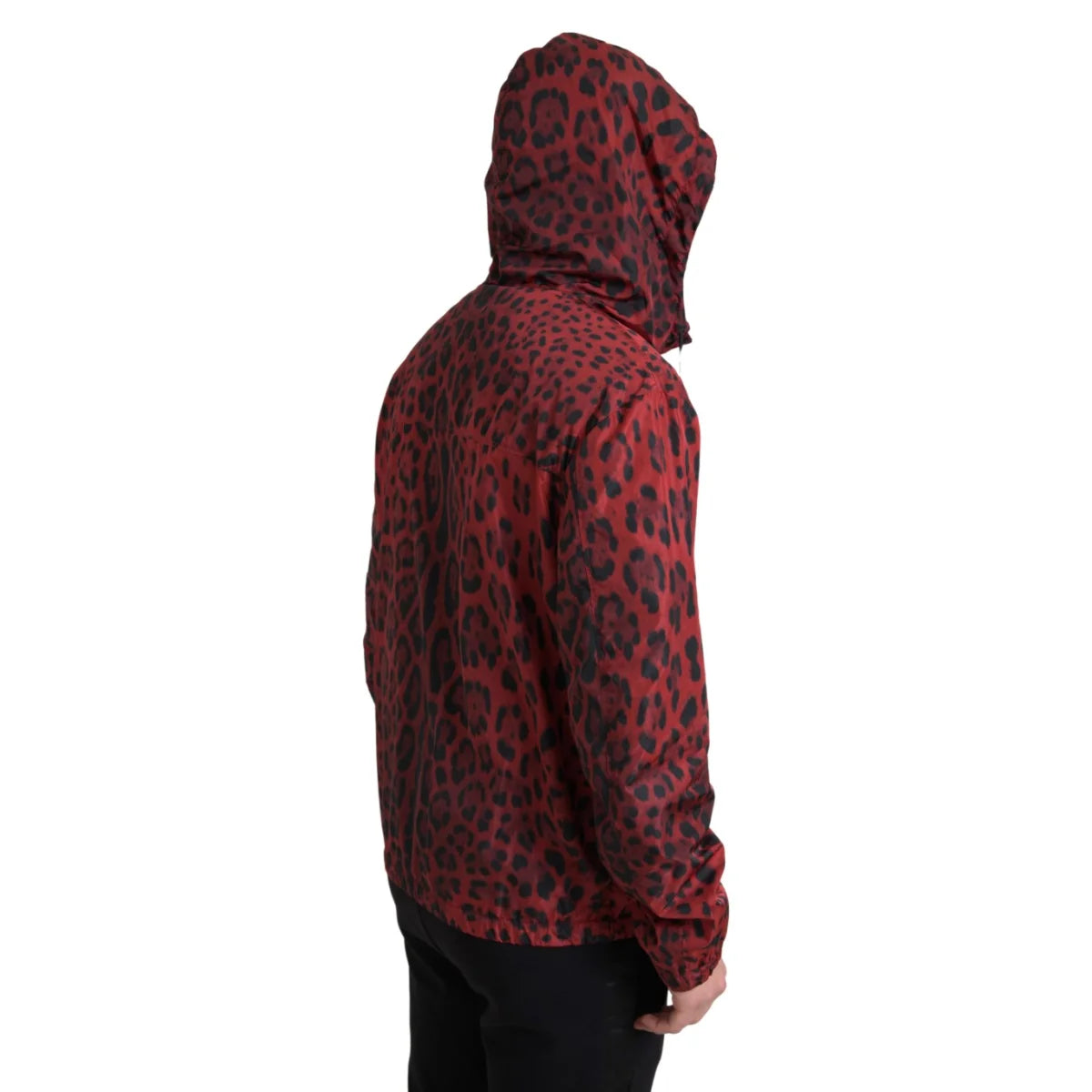 Dolce & Gabbana Red Leopard Print Hooded Bomber Jacket