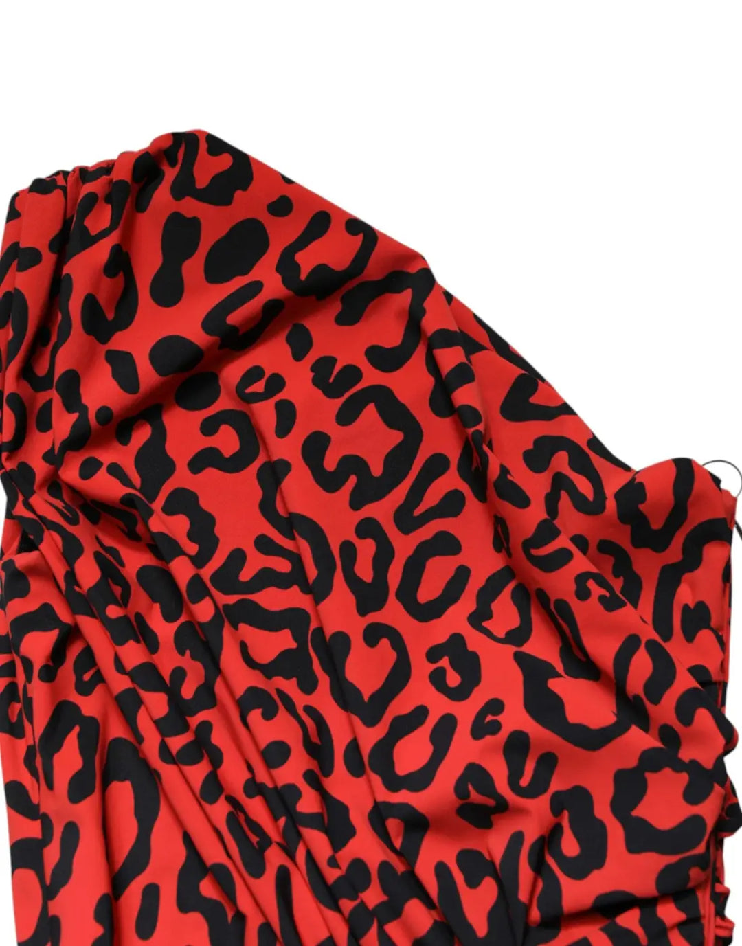 Dolce &amp; Gabbana Red Leopard Print Nylon Sheath Midi Dress