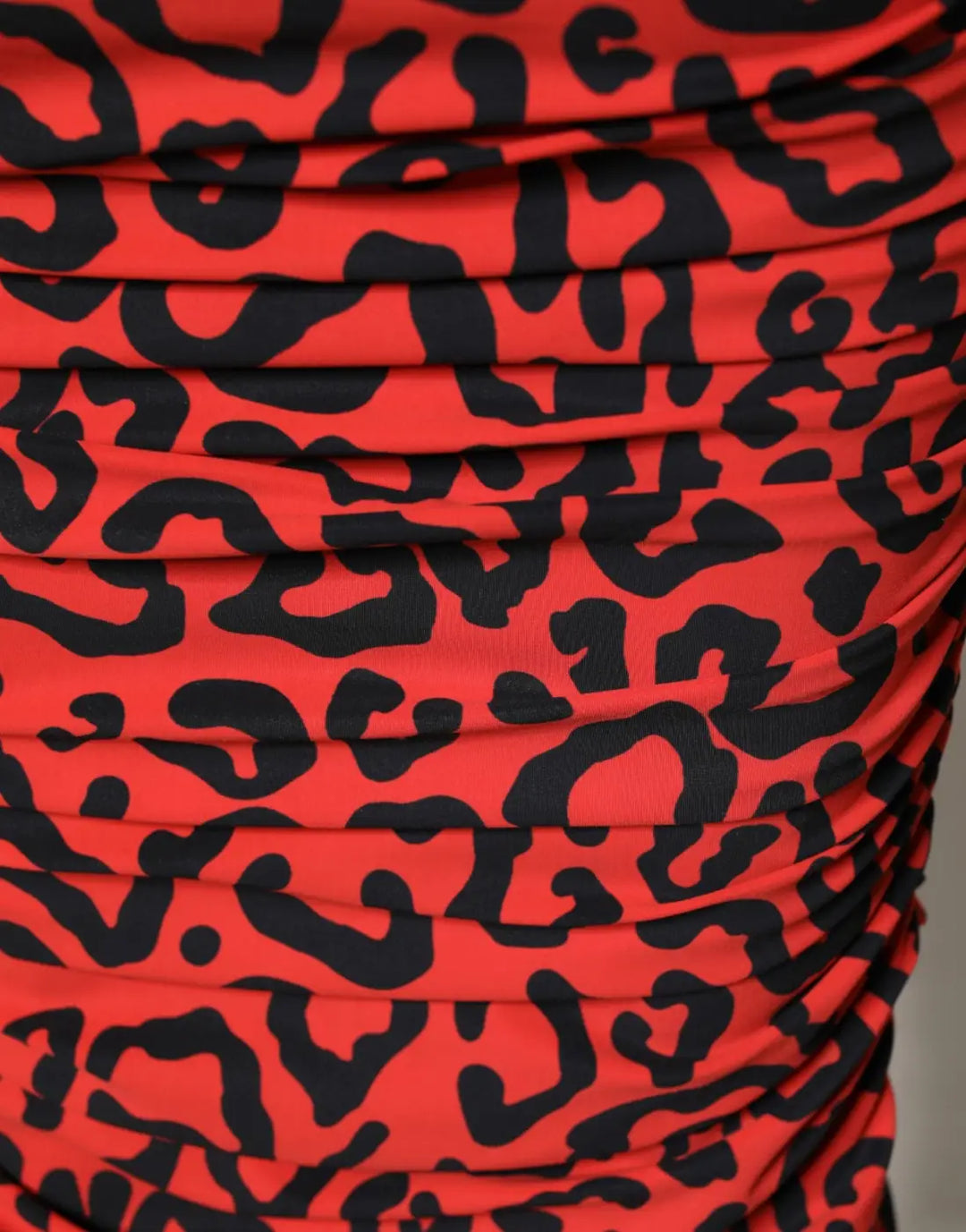 Dolce &amp; Gabbana Red Leopard Print Nylon Sheath Midi Dress