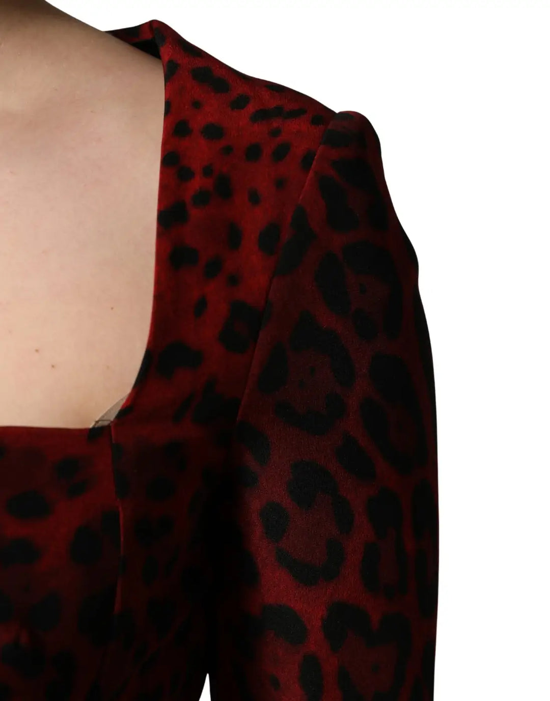 Dolce &amp; Gabbana Red Leopard Print Sheath Long Sleeve Dress