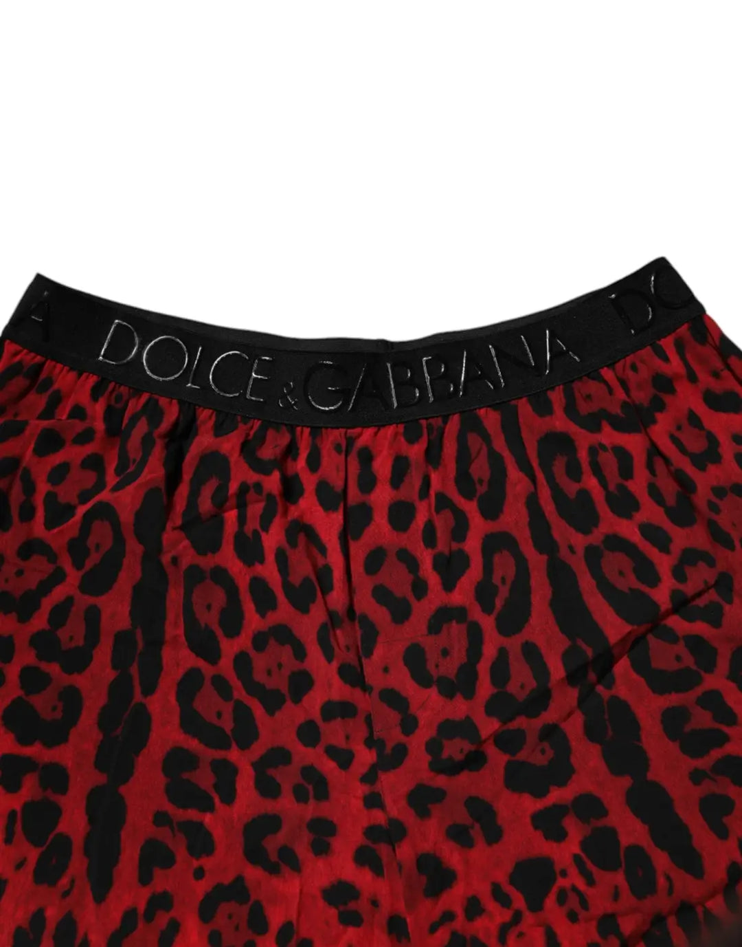 Dolce &amp; Gabbana Red Leopard Print Viscose Bermuda Shorts