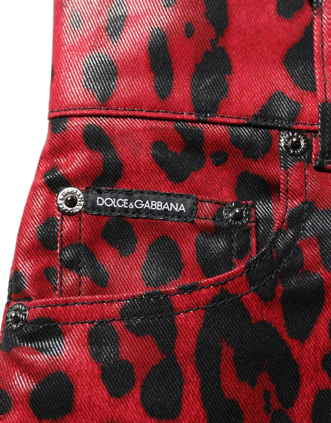 Dolce &amp; Gabbana Red Leopard Skinny High Waist Denim Jeans
