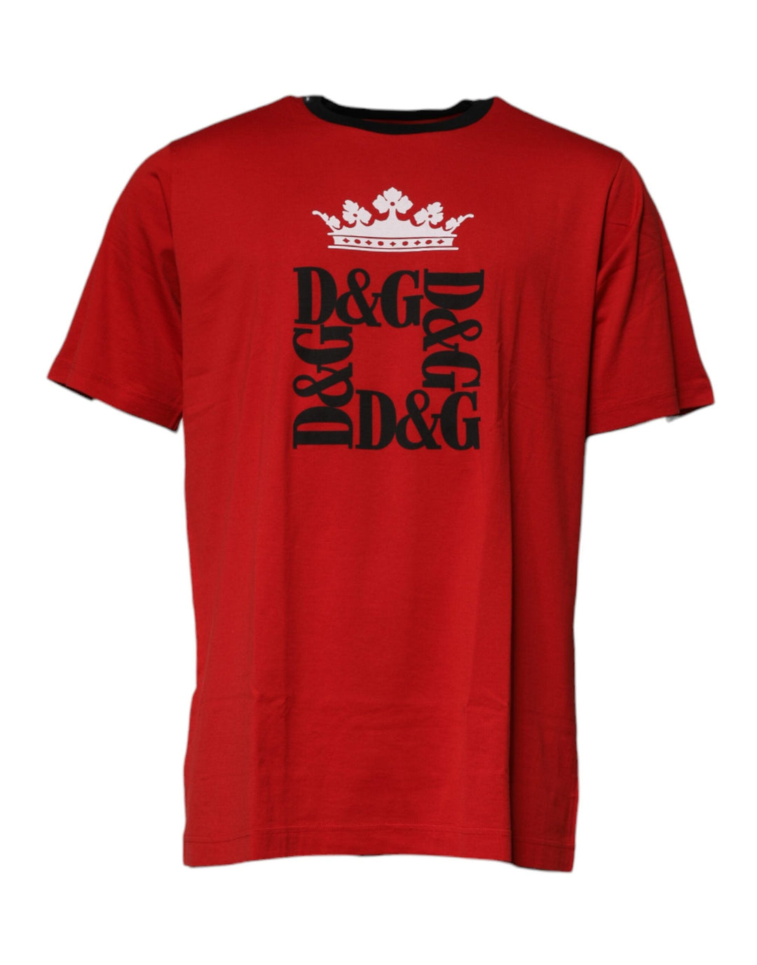 Dolce &amp; Gabbana Red Logo Crown Cotton Crew Neck T-shirt