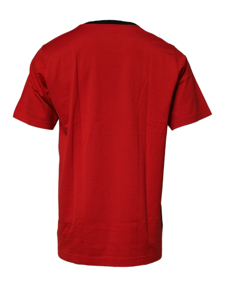 Dolce &amp; Gabbana Red Logo Crown Cotton Crew Neck T-shirt