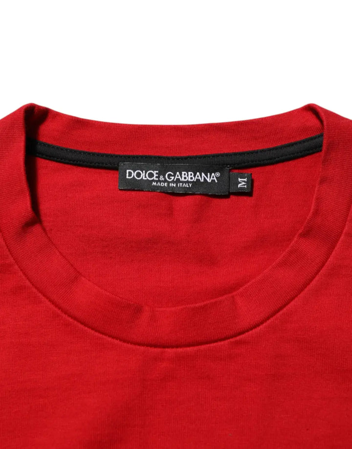 Dolce &amp; Gabbana Red Logo Eye Print Cotton Short Sleeve T-shirt