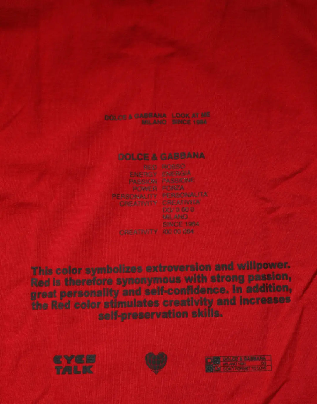 Dolce &amp; Gabbana Red Logo Eye Print Cotton Short Sleeve T-shirt