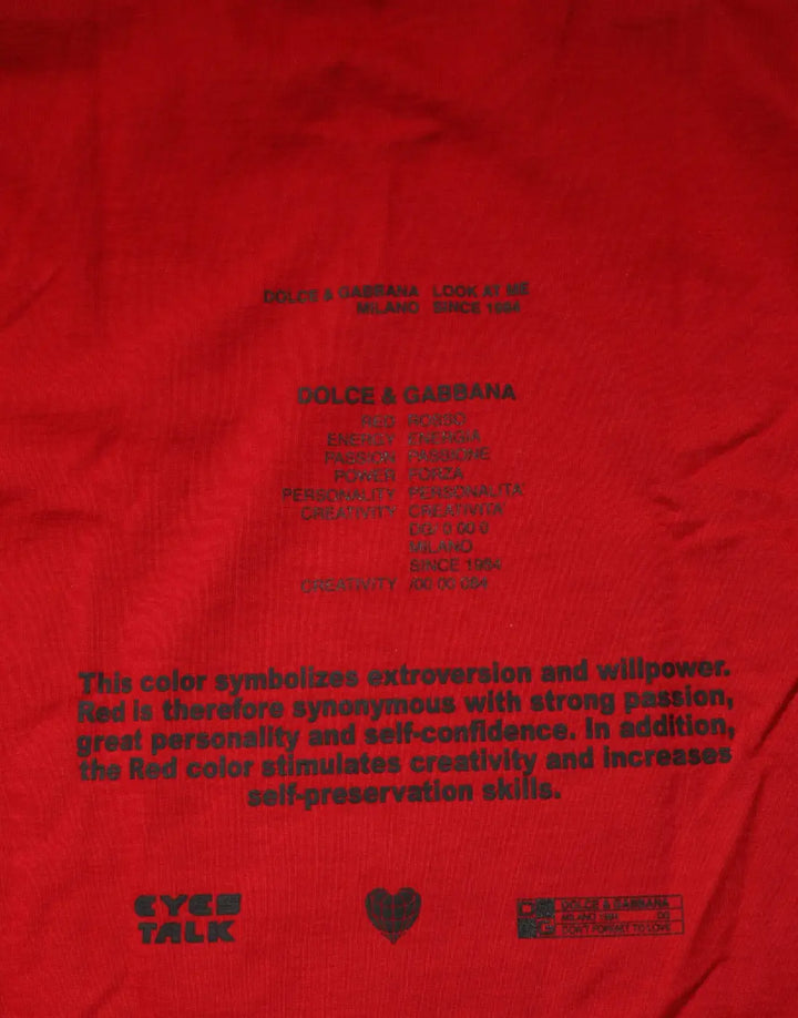 Dolce &amp; Gabbana Red Logo Eye Print Cotton Short Sleeve T-shirt