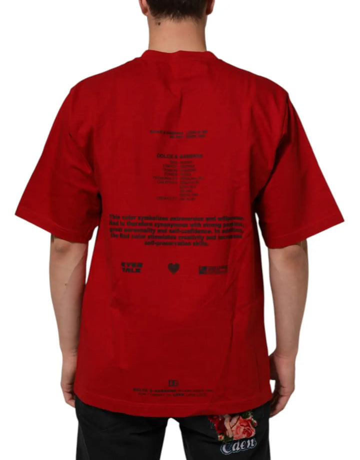 Dolce &amp; Gabbana Red Logo Eye Print Cotton Short Sleeve T-shirt