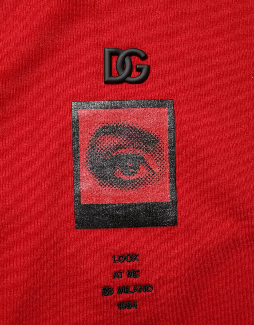 Dolce &amp; Gabbana Red Logo Eye Print Cotton Short Sleeve T-shirt