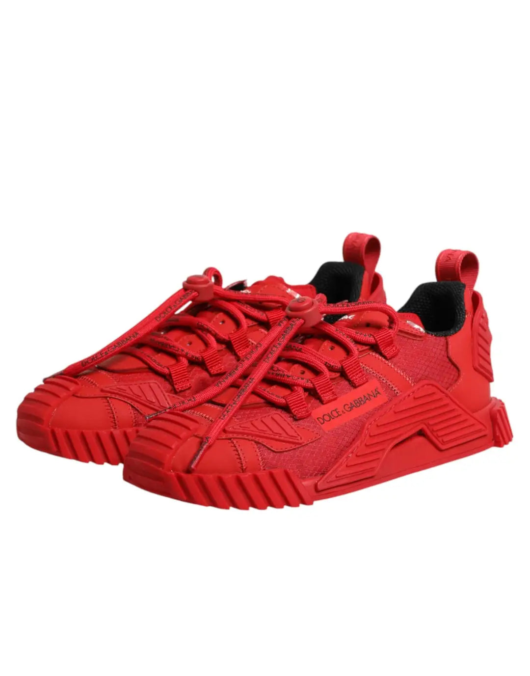 Dolce &amp; Gabbana Red Logo Lace Low Top NS1 Sneakers Shoes
