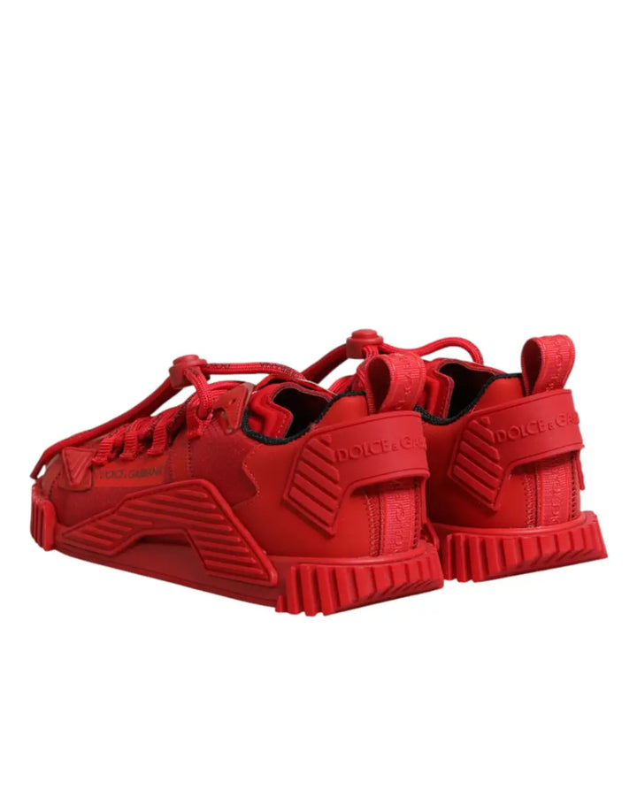 Dolce &amp; Gabbana Red Logo Lace Low Top NS1 Sneakers Shoes