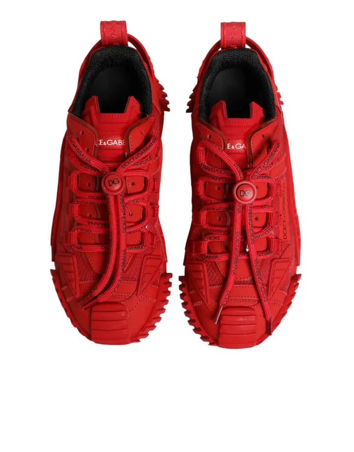 Dolce &amp; Gabbana Red Logo Lace Low Top NS1 Sneakers Shoes
